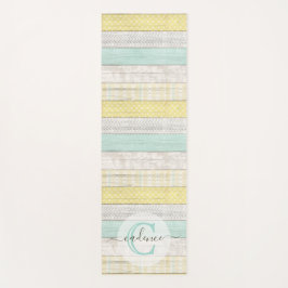 Rustic Mint & Yellow Boho Geo Modern, gepersonalis Yogamat