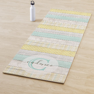 Rustic Mint & Yellow Boho Geo Modern, gepersonalis Yogamat