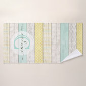 Rustic Mint & Yellow Boho Geo Modern Personalized Badhanddoek (Badhanddoek)