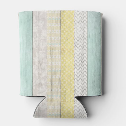 Rustic Mint & Yellow Boho Geo Modern Personalized Blikjeskoeler (Achterkant)