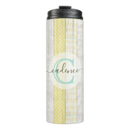 Rustic Mint & Yellow Boho Geo Modern Personalized Thermosbeker