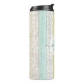 Rustic Mint & Yellow Boho Geo Modern Personalized Thermosbeker (Gedraaid links)