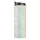 Rustic Mint & Yellow Boho Geo Modern Personalized Thermosbeker (Geroteerd rechts)