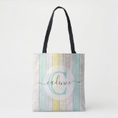Rustic Mint & Yellow Boho Geo Modern Personalized Tote Bag (Voorkant)