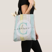 Rustic Mint & Yellow Boho Geo Modern Personalized Tote Bag (Dichtbij)