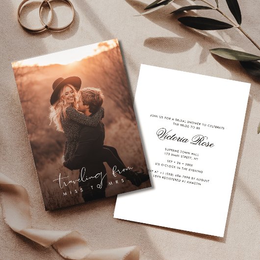 Rustic Miss naar Mrs Overlay Foto Vrijgezellenfees Kaart