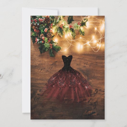 Rustic Mistletoe, String Lights, Dress, Wood Sweet Kaart (Achterkant)