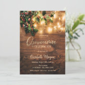 Rustic Mistletoe, String Lights, Wood Quinceañera Kaart (Staand voorkant)