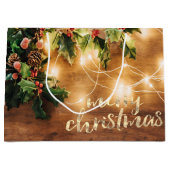 Rustic Mistletoe, String Lights, Wood, Vakantie Groot Cadeauzakje (Voorkant)