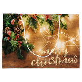 Rustic Mistletoe, String Lights, Wood, Vakantie Groot Cadeauzakje (Achterkant)