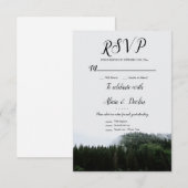 Rustic Misty Foggy Pine Trees Rain Forest Rsvp (Voorkant / Achterkant)