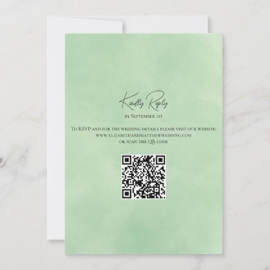Rustic Misty Mountains Pine Trees QR Code Huwelijk Kaart (Achterkant)