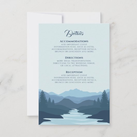 Rustic Misty Mountains Wedding Details RSVP Kaartje (Voorkant)