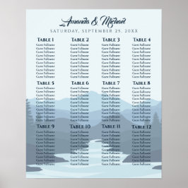 Rustic Misty Mountains Wedding Seding Chart Poster