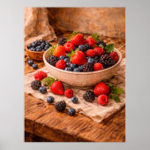 Rustic Mixed Berries Still Life a Cozy Food Poster (Voorkant)