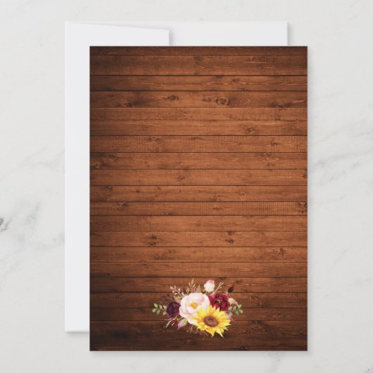 Rustic Mixed Floral 3 Photo Wood Weddenschap Kaart (Achterkant)