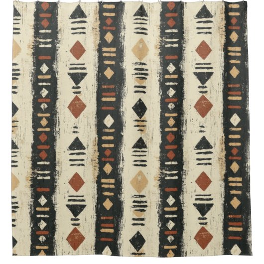 Rustic Modderdoek Geometrisch Patroon (4) Douchegordijn (Voorkant)