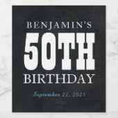 Rustic Modern 50th Birthday Chalkboard Wijn Etiket (Enkel label)
