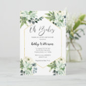Rustic Modern Baby shower Invitation Boy Kaart (Staand voorkant)