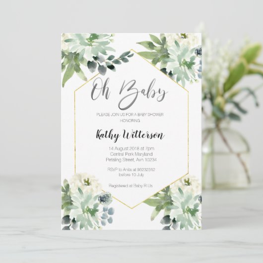 Rustic Modern Baby shower Invitation Boy Kaart (Staand voorkant)