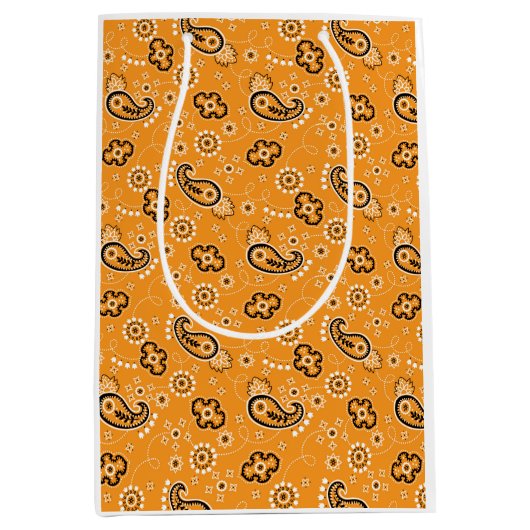 Rustic Modern Bandana Oranje Pattern Fun Medium Cadeauzakje (Voorkant)