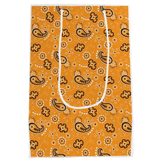 Rustic Modern Bandana Oranje Pattern Fun Medium Cadeauzakje (Achterkant)