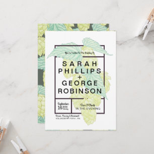 Rustic Modern Beer Hops Wedding Invitation Kaart