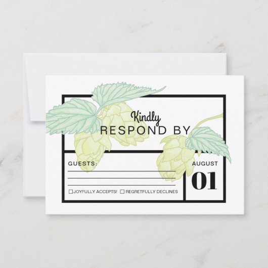 Rustic Modern Beer Hops Wedding RSVP Card (Voorkant)