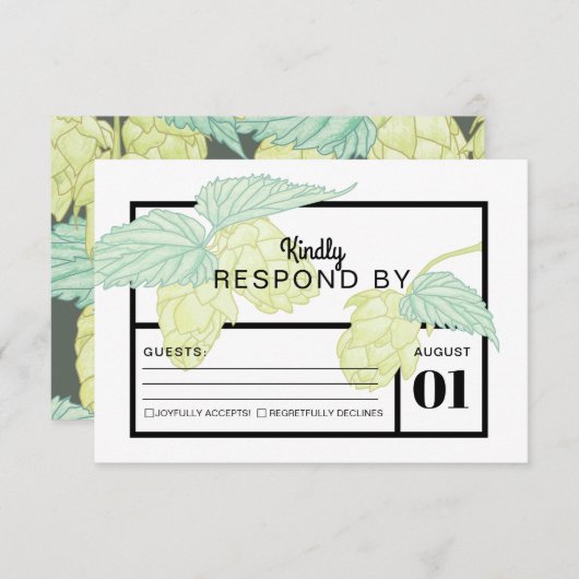 Rustic Modern Beer Hops Wedding RSVP Card (Voorkant / Achterkant)
