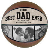 Rustic Modern BEST DAD EVER Cool Photo Collage Basketbal (Voorkant)