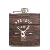 Rustic Modern BEST DAD EVER Eigen naam Deer Wood Heupfles (Voorkant)