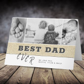 Rustic Modern Best Father Day Photo Collage Kaart