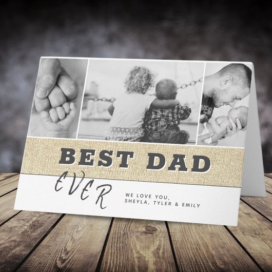 Rustic Modern Best Father Day Photo Collage Kaart