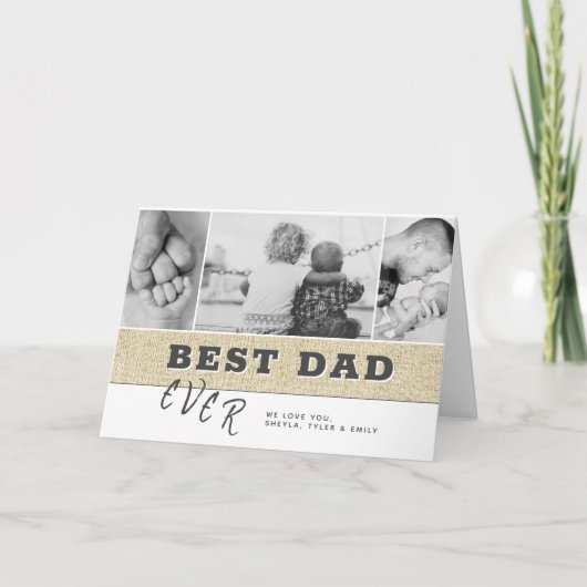 Rustic Modern Best Father Day Photo Collage Kaart (Voorkant)