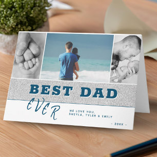 Rustic Modern Beste Papa Vaderdag Fotocollage Kaart