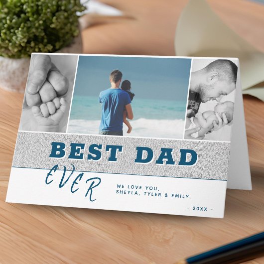 Rustic Modern Beste Papa Vaderdag Fotocollage Kaart