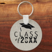 Rustic Modern Black Typografie Class of Afstuderen Sleutelhanger (Voorkant)