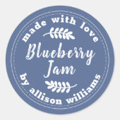 Rustic Modern Blauwe Jam Klassieke Ronde Sti Sticker (Voorkant)