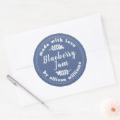 Rustic Modern Blauwe Jam Klassieke Ronde Sti Sticker (Envelop)