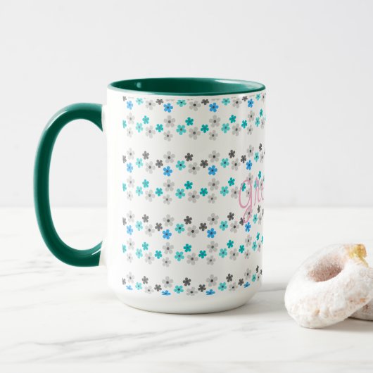 Rustic Modern Bloemmotief Mok (Met donut)