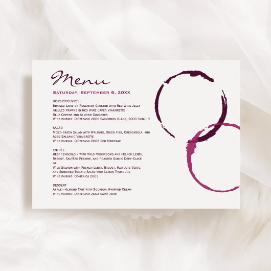 Rustic Modern Bourgogne Wijnvlek Ringen Trouwen Menu