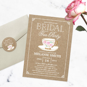 Rustic Modern Bridal Tea   VRIJGEZELLENFEEST Kaart