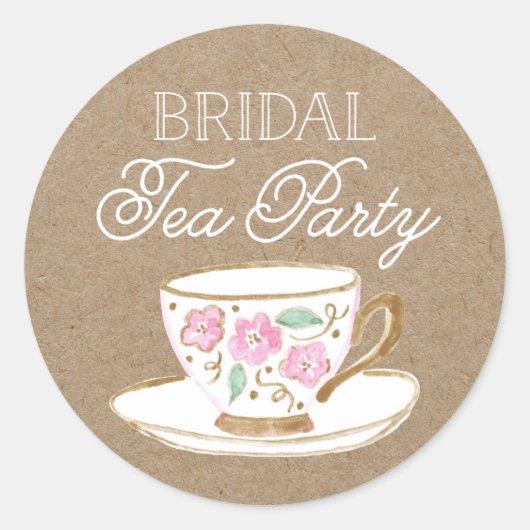 Rustic Modern Bridal Tea | VRIJGEZELLENFEEST Ronde Sticker (Voorkant)