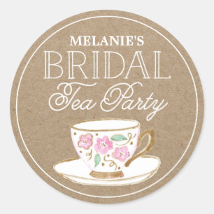 Rustic Modern Bridal Tea   VRIJGEZELLENFEEST Ronde Sticker