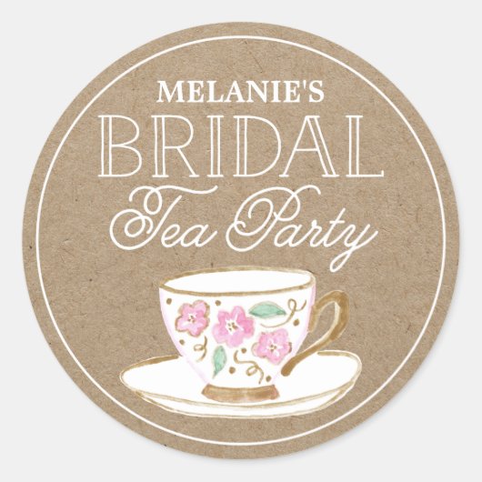 Rustic Modern Bridal Tea | VRIJGEZELLENFEEST Ronde Sticker (Voorkant)