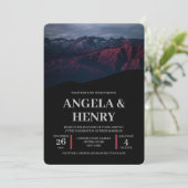 Rustic Modern Brown Mountains Scenery Wedding Kaart (Staand voorkant)