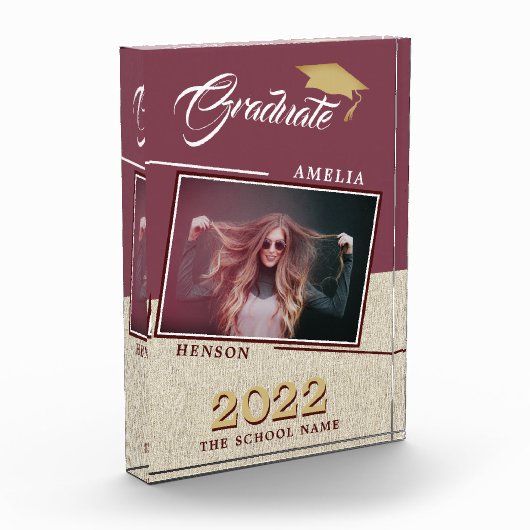 Rustic Modern Burgundy Afstuderen Afstuderen Fotoblokken (Links)