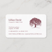 Rustic Modern Burgundy & White Willow Tree Logo Visitekaartje (Achterkant)