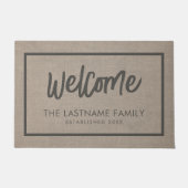 Rustic Modern Burlap - Script Welkom Deurmat (Voorkant)