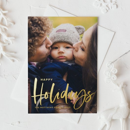 Rustic Modern Calligrafie Foto Prettige feestdagen